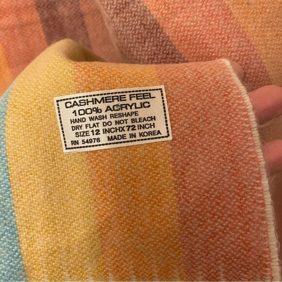 CASHMERE FEEL soft women mans striped colorful rainbow Winter Scarf 12x72 - Picture 2 of 8